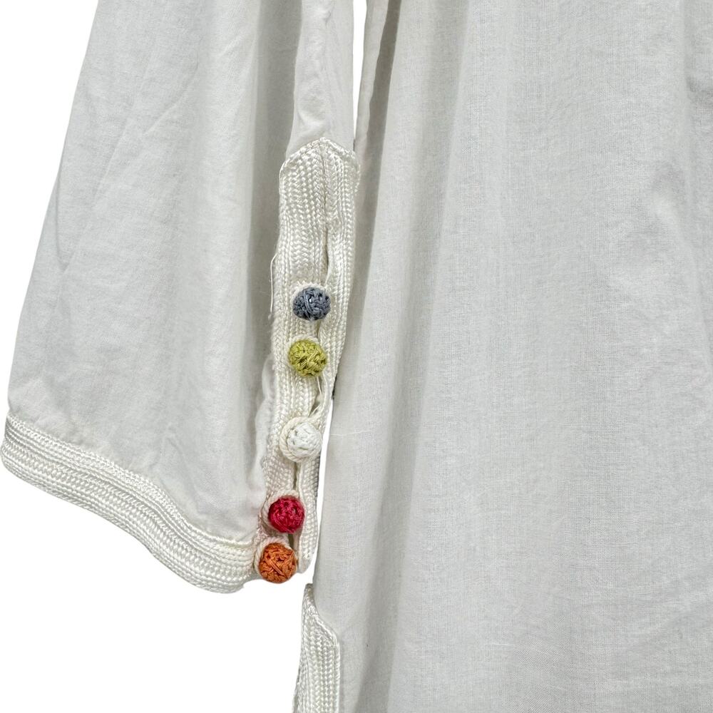 Roberta Roller Rabbit White & Multi Colored Button Loop 3/4 Sleeve Tunic - Picture 9 of 14